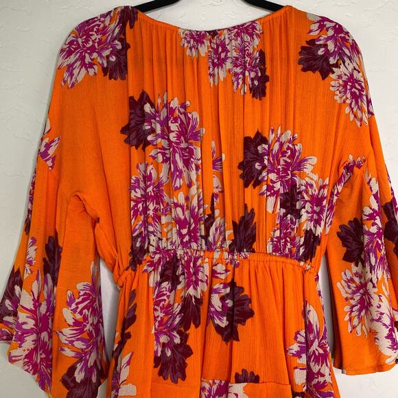 Goodnight Macaroon NWT Orange Floral Boho Romper Small - Picture 8 of 11